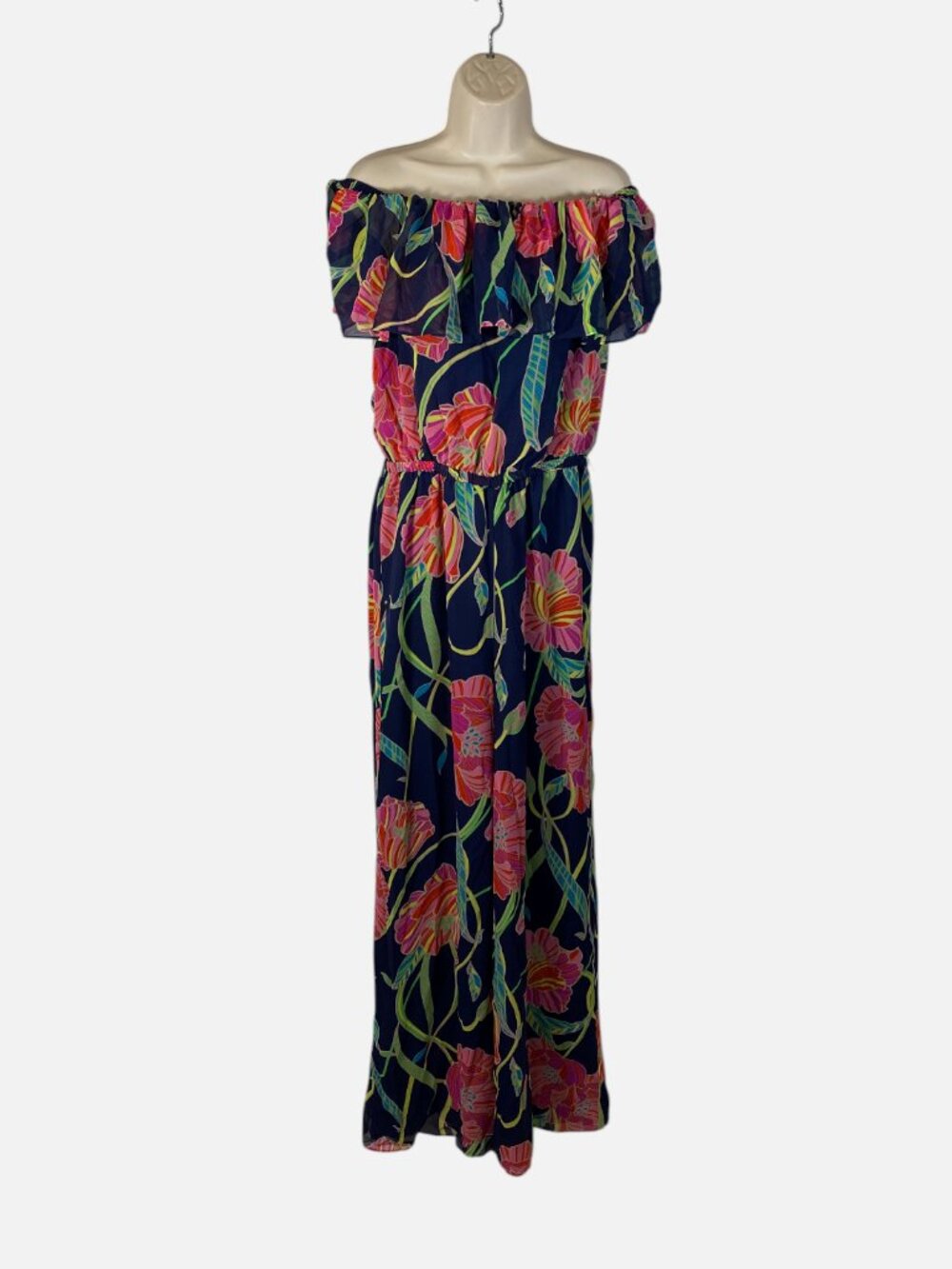 Trina Turk Women's Blue Feverish Floral Print Jumpsuit Size 8